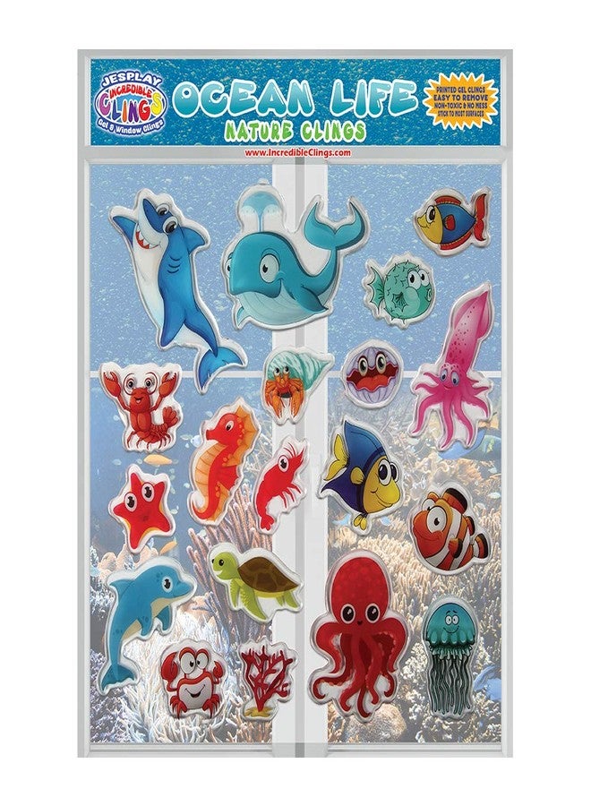 JesPlay Ocean Sea Animal Gel Window Clings for Kids - Window Stickers for Toddlers, Gel Clings Window Decals Kids Jelly Reusable Sticker - Home Car Plane Airplane Activities - Underwater Life (Jesplay USA) - Image 2